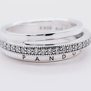 Pandora Triple Band Pave logo ring